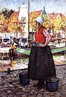 Famous Woman Paintings - Woman Along Canal